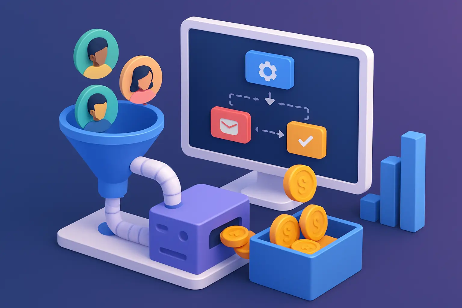 Infografía sobre automatizaciones de marketing para ventas y gestión de pipeline en CRM convierten leads en ventas